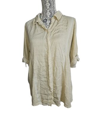 Relaxed Light Cream Button-Up Shirt